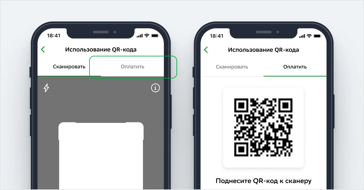 Процесс оплаты покупки по QR телефоном со SberPay