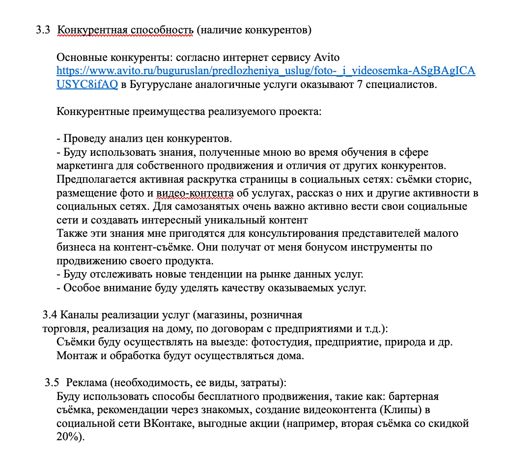 Пример бизнес-плана