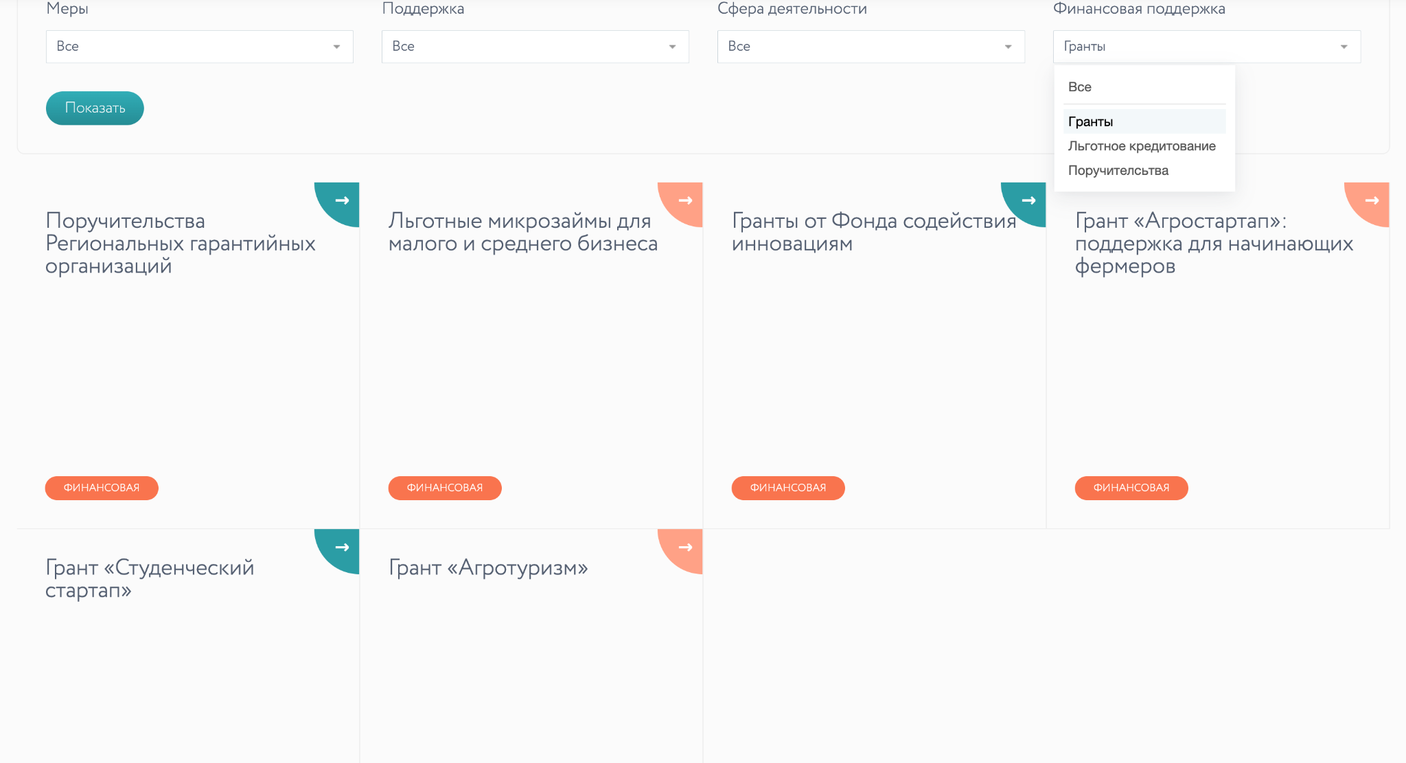 Доступные гранты на сайте «Мой бизнес»