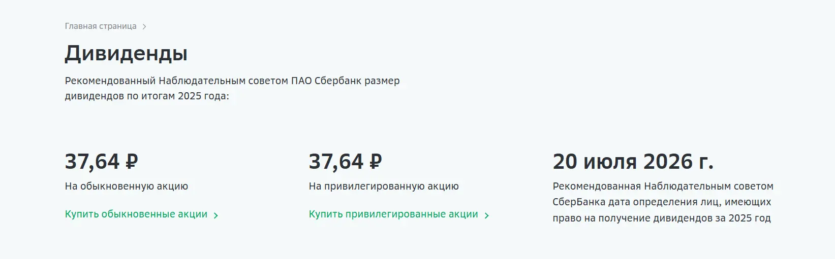 Рекомендованный размер дивидендов по акциям Сбера за 2023 год