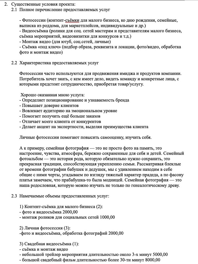 Пример бизнес-плана
